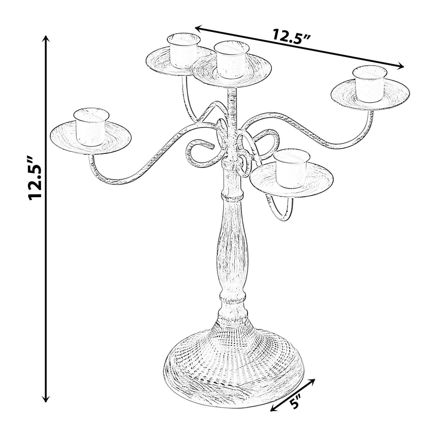 Antique Distressed Metal Candelabra and Candlestick