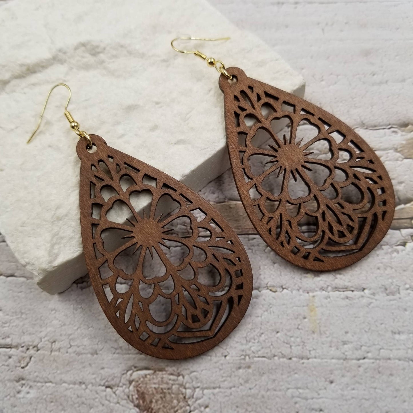 Classic Hollow Geometry Wood Earrings