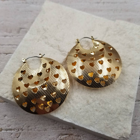 Gold Heart Solid Earrings