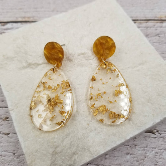 Gold Flake Acrylic Earrings