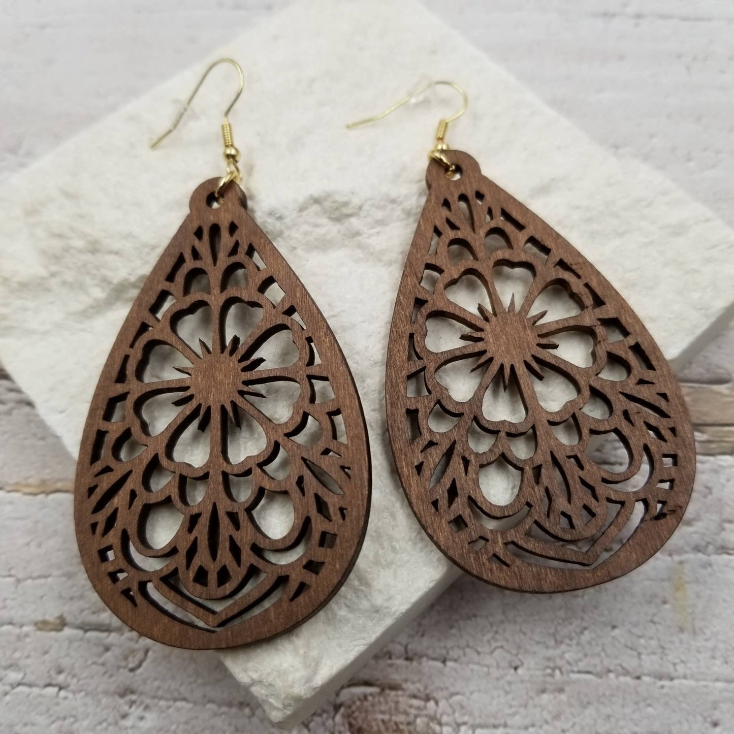 Classic Hollow Geometry Wood Earrings